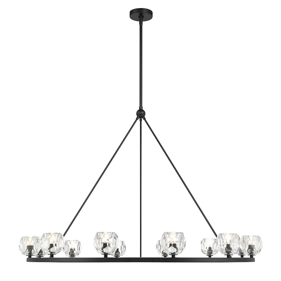 12 Light Chandelier, Matte Black