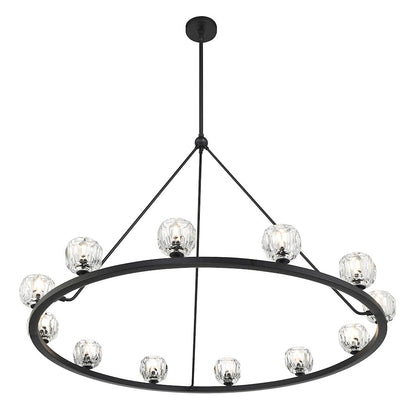 12 Light Chandelier, Matte Black