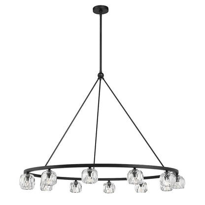 12 Light Chandelier, Matte Black