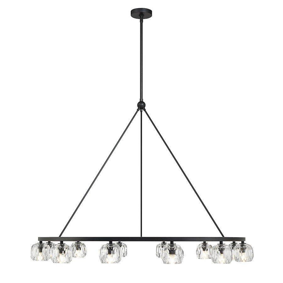 12 Light Chandelier, Matte Black