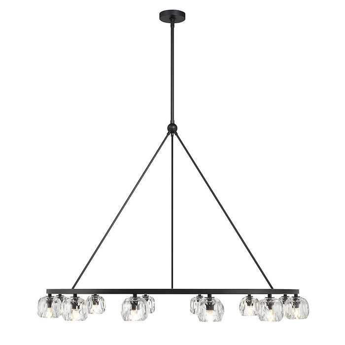 Crystorama Aragon 12 Light Chandelier, Matte Black/Clear