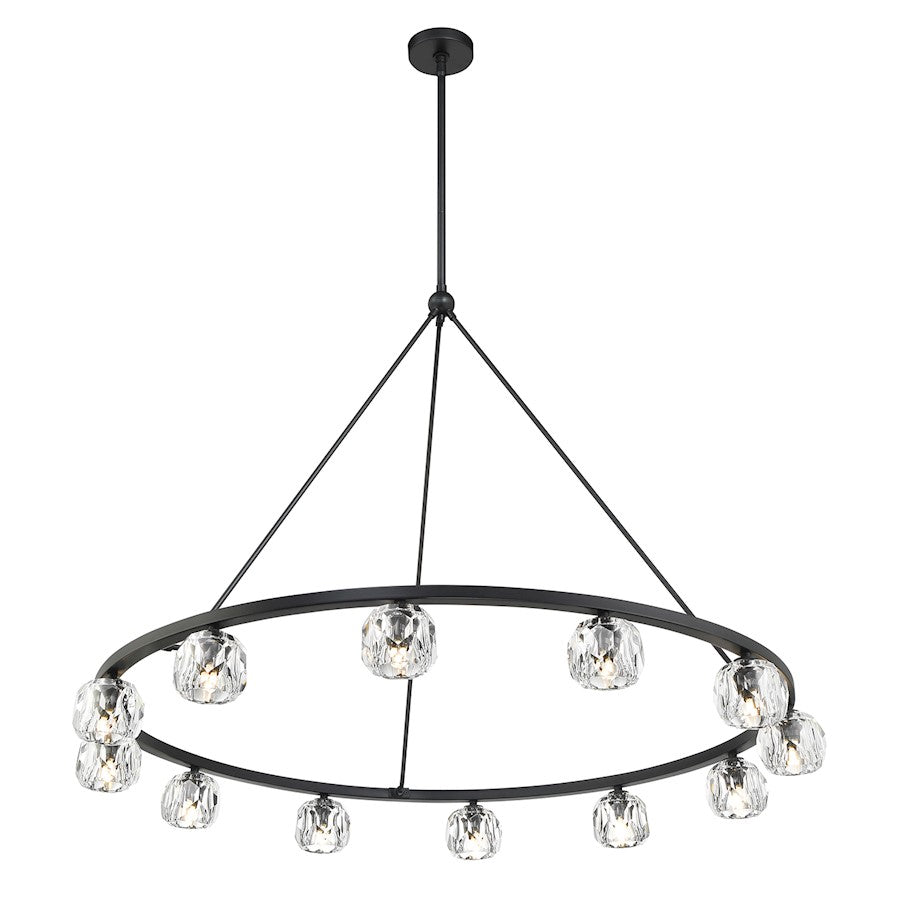 12 Light Chandelier, Matte Black