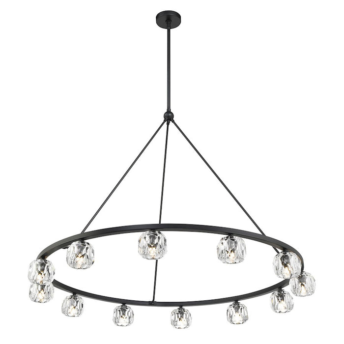 Crystorama Aragon 12 Light Chandelier, Matte Black/Clear