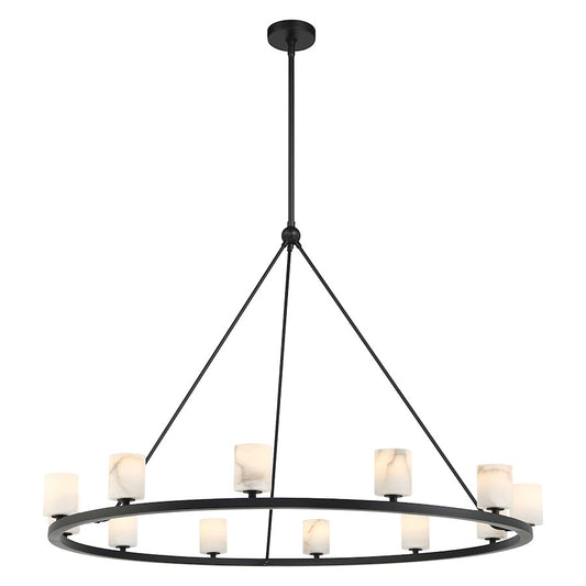 Crystorama Aragon 12 Light Chandelier, Matte Black/White - ARA-10266-MK-ST