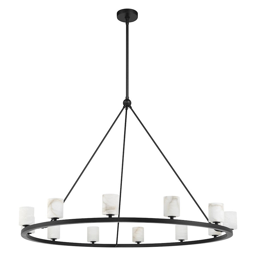 12 Light Chandelier, Matte Black