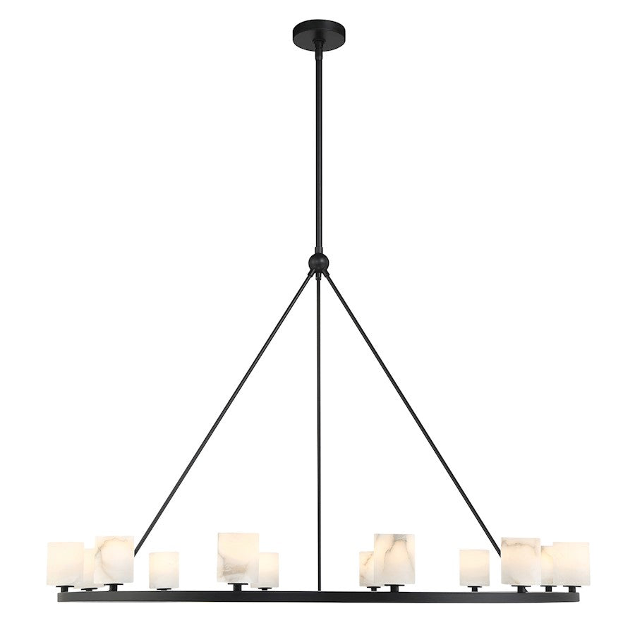 12 Light Chandelier, Matte Black