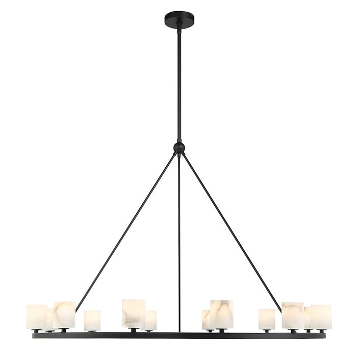 Crystorama Aragon 12 Light Chandelier, Matte Black/White