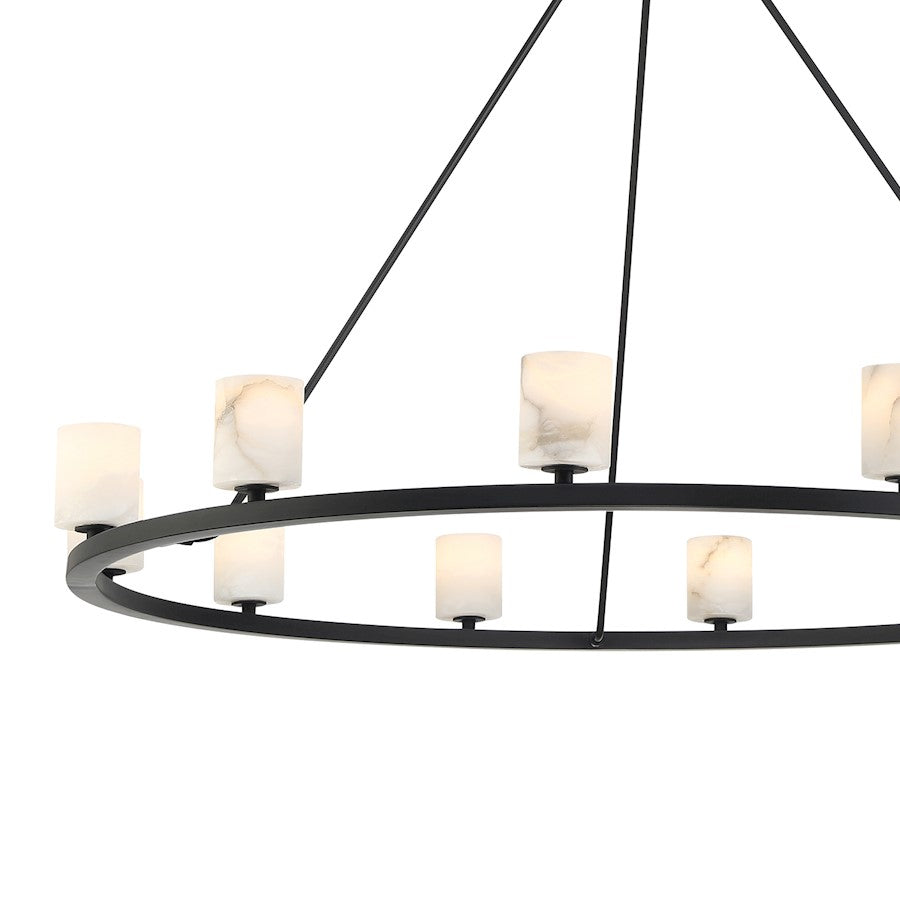 12 Light Chandelier, Matte Black