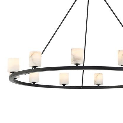 12 Light Chandelier, Matte Black