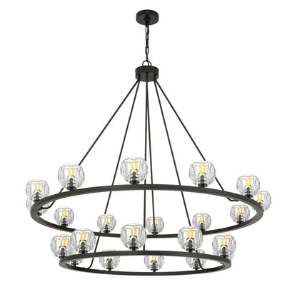 Crystorama Aragon 22 Light 48" Chandelier, Matte Black/Clear