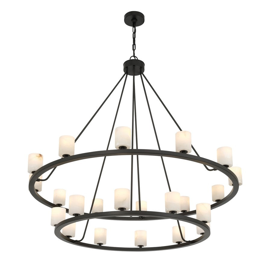 Crystorama Aragon 22Lt 46.75" Chandelier, Matte Black/White