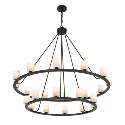 Crystorama Aragon 22Lt 46.75" Chandelier, Matte Black/White