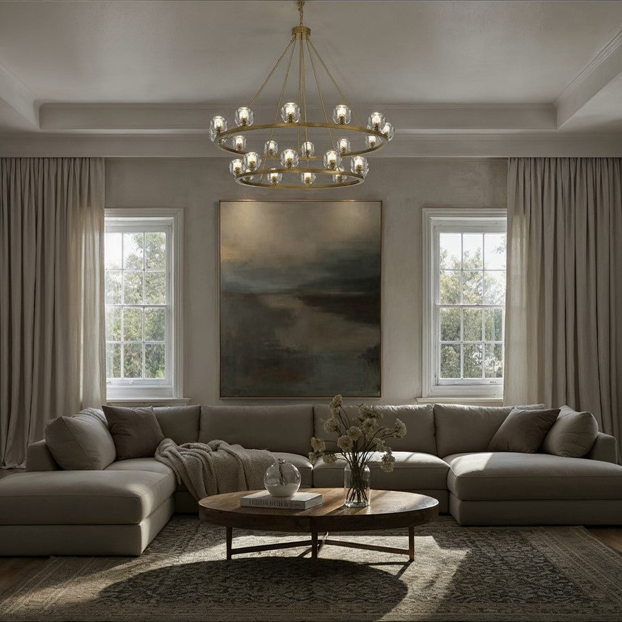 Crystorama Aragon 22 Light 48" Chandelier, Soft Brass/Clear