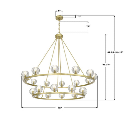 Crystorama Aragon 22 Light 48" Chandelier, Soft Brass/Clear