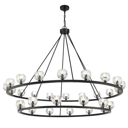 Crystorama Aragon 30 Light Chandelier, Matte Black/Clear - ARA-10269-MK