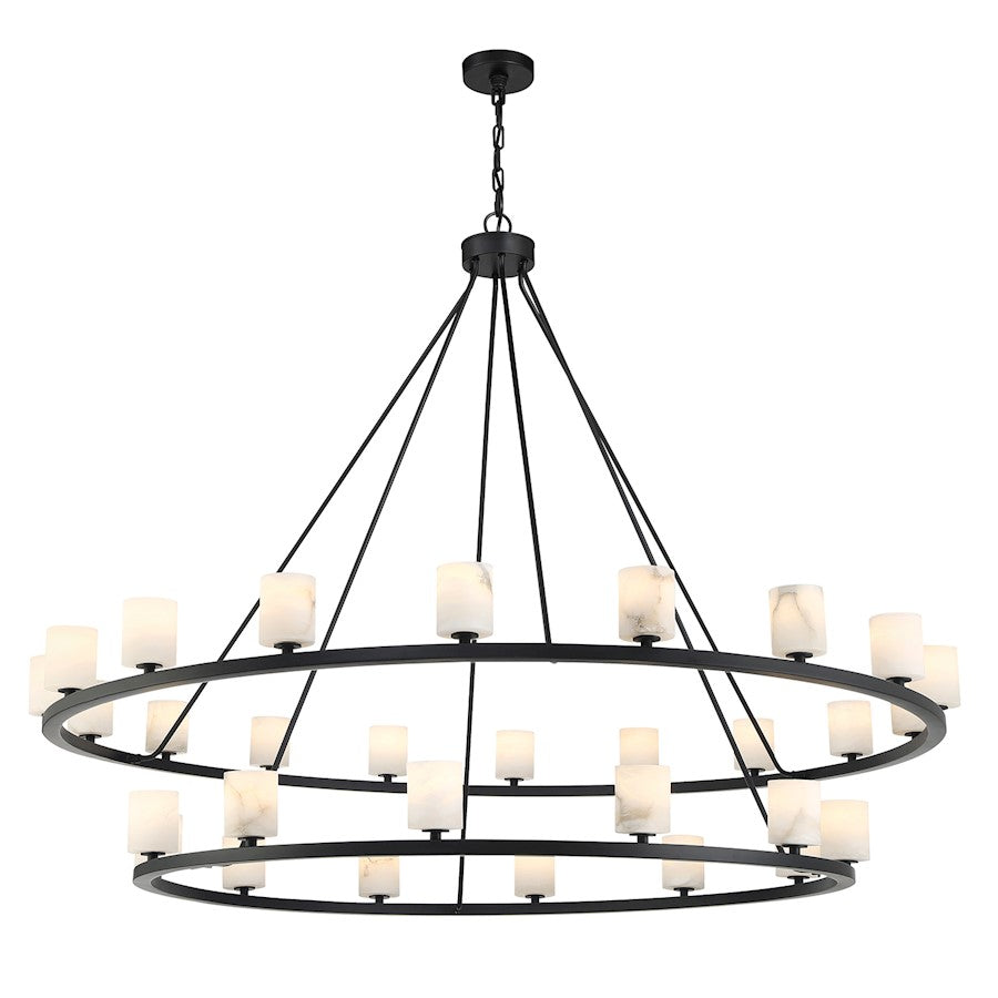 Crystorama Aragon 30 Light Chandelier, Matte Black/White - ARA-10269-MK-ST