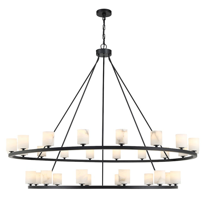 Crystorama Aragon 30 Light Chandelier, Matte Black/White