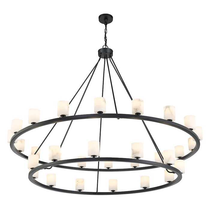 Crystorama Aragon 30 Light Chandelier, Matte Black/White