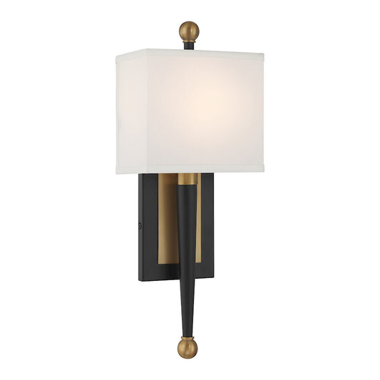 Crystorama Ardson 1 Light Sconce, Matte Black/Vibrant Gold/White - ARD-832-MK-VG