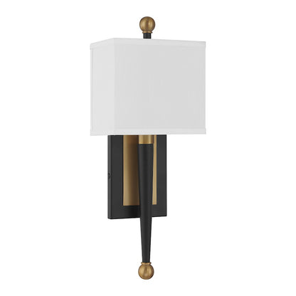 Crystorama Ardson 1 Light Sconce, Matte Black/Vibrant Gold/White