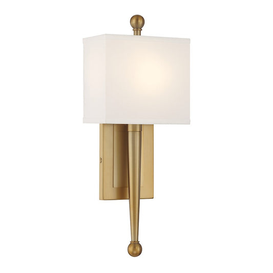 Crystorama Ardson 1 Light Sconce, Vibrant Gold/White - ARD-832-VG