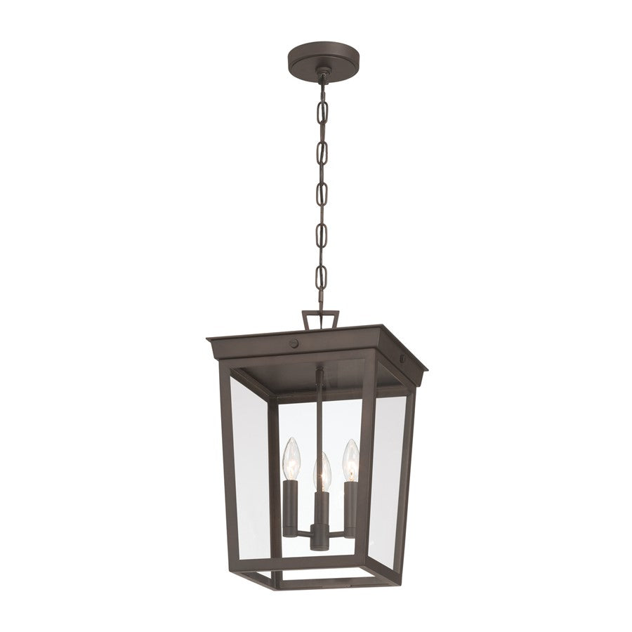 Crystorama Belmont 3 Light 12" Outdoor Pendant, Twilight Bronze