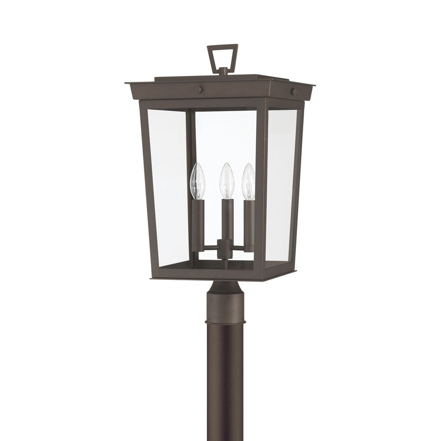 Crystorama Belmont 3 Lt 12" Outdoor Post Light, Twilight Bronze