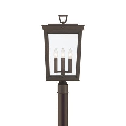 Crystorama Belmont 3 Lt 12" Outdoor Post Light, Twilight Bronze