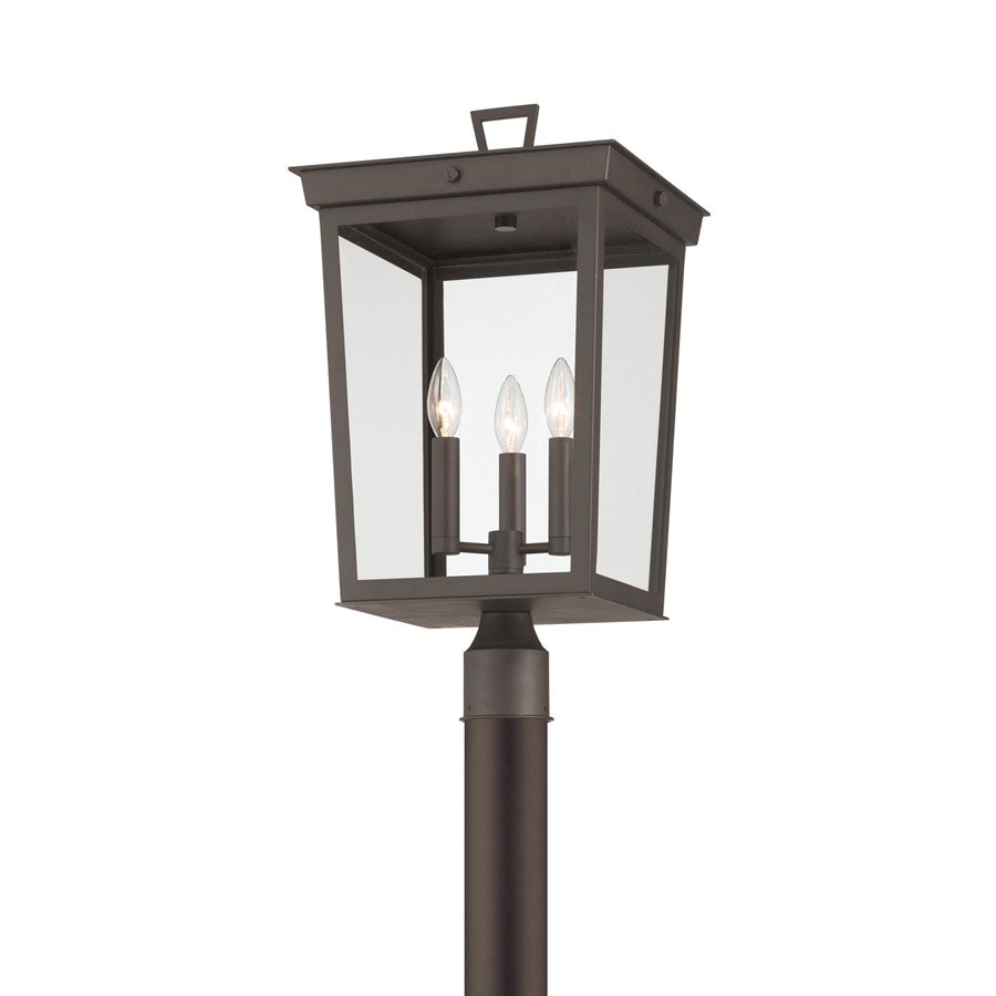 Crystorama Belmont 3 Lt 12" Outdoor Post Light, Twilight Bronze