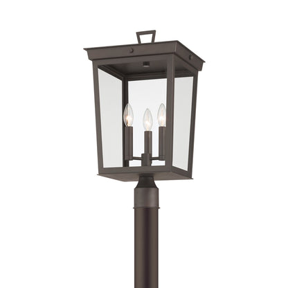 Crystorama Belmont 3 Lt 12" Outdoor Post Light, Twilight Bronze