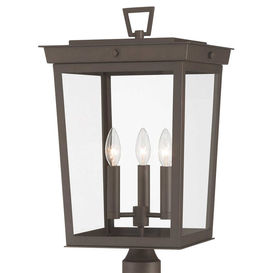 Crystorama Belmont 3 Lt 12" Outdoor Post Light, Twilight Bronze