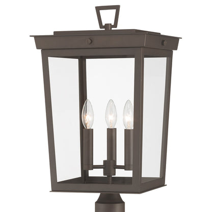 Crystorama Belmont 3 Lt 12" Outdoor Post Light, Twilight Bronze