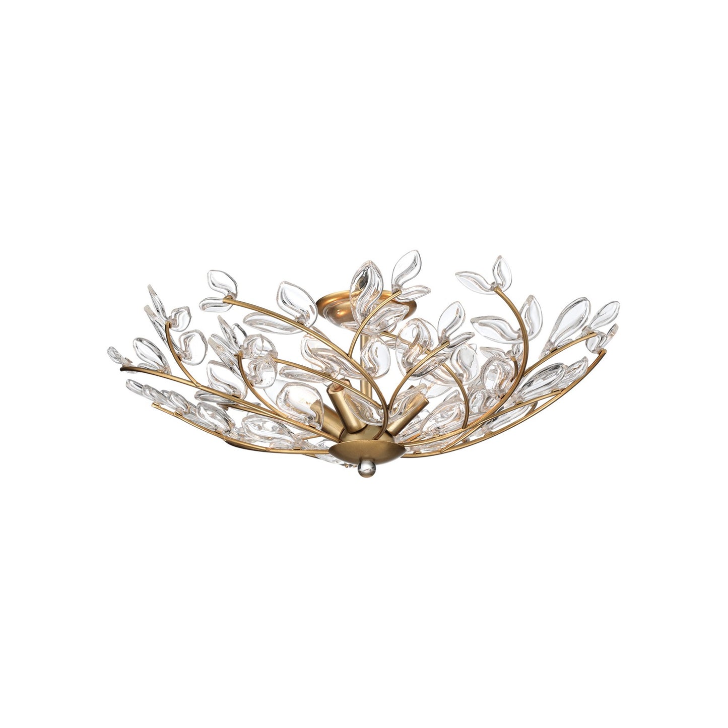 Crystorama Bridget 21.25in 4-Light Semi Flush Mount | Coastal Soft Gold and Clear Floral Glass | Bathroom & Bedroom Ceiling Light | Model BGT-330-SG-CL