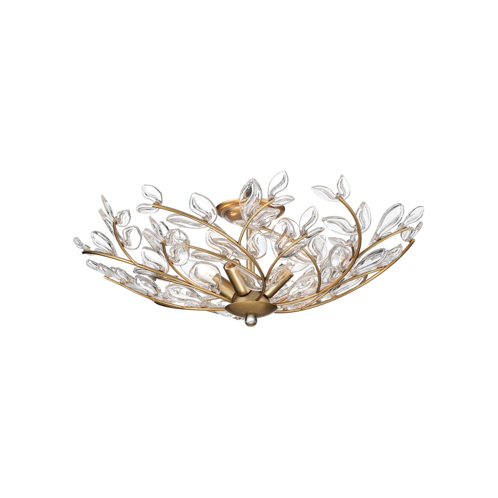 Crystorama Bridget 21.25in 4-Light Semi Flush Mount | Coastal Soft Gold and Clear Floral Glass | Bathroom & Bedroom Ceiling Light | Model BGT-330-SG-CL