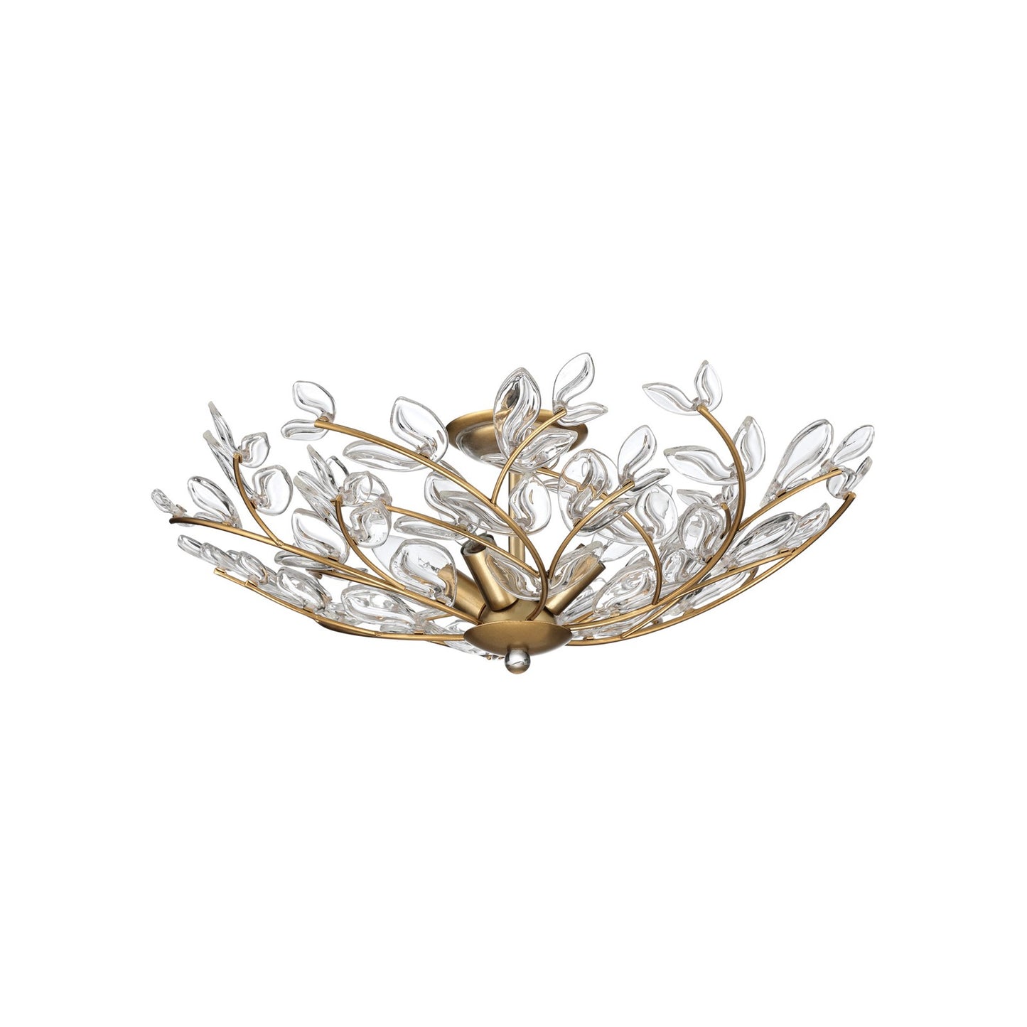 Crystorama Bridget 21.25in 4-Light Semi Flush Mount | Coastal Soft Gold and Clear Floral Glass | Bathroom & Bedroom Ceiling Light | Model BGT-330-SG-CL
