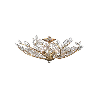 Crystorama Bridget 21.25in 4-Light Semi Flush Mount | Coastal Soft Gold and Clear Floral Glass | Bathroom & Bedroom Ceiling Light | Model BGT-330-SG-CL