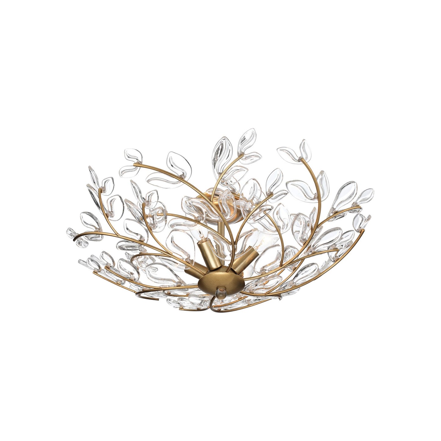 Crystorama Bridget 21.25in 4-Light Semi Flush Mount | Coastal Soft Gold and Clear Floral Glass | Bathroom & Bedroom Ceiling Light | Model BGT-330-SG-CL