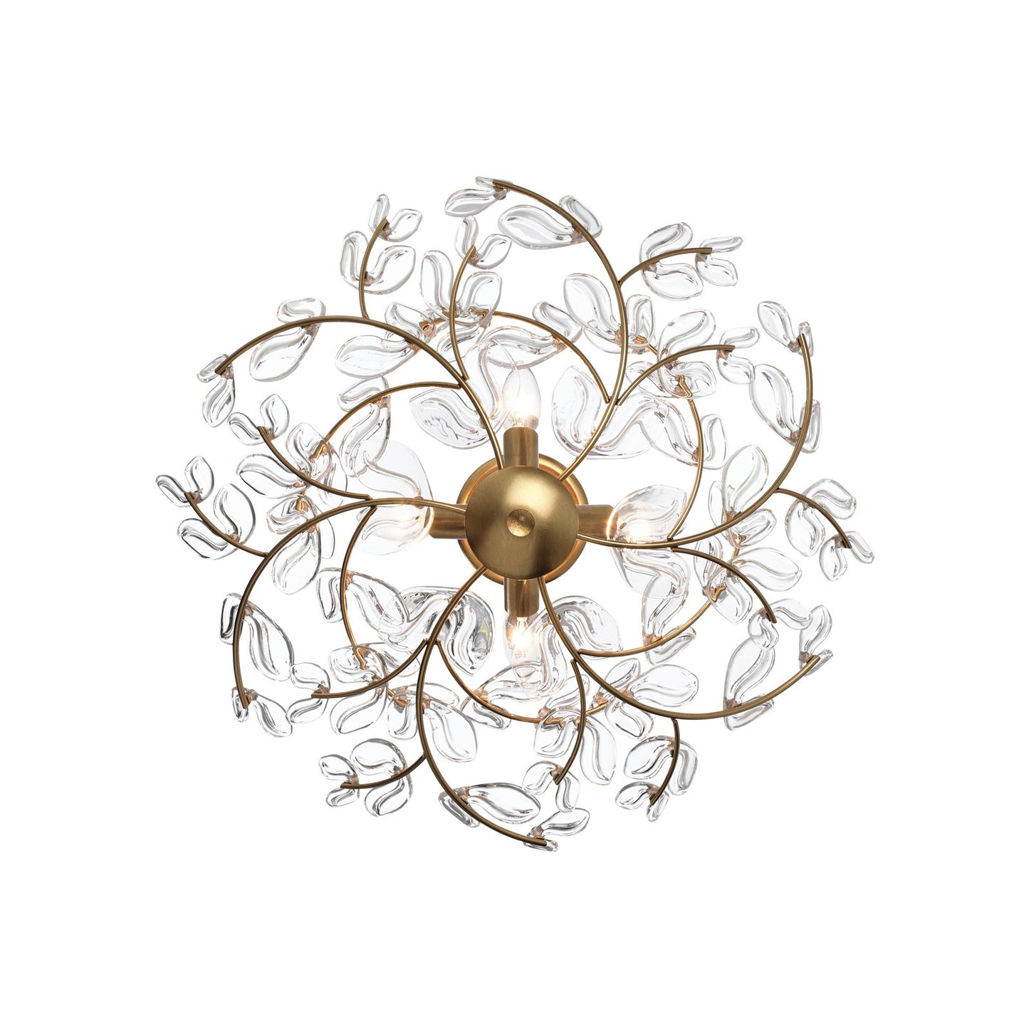Crystorama Bridget 21.25in 4-Light Semi Flush Mount | Coastal Soft Gold and Clear Floral Glass | Bathroom & Bedroom Ceiling Light | Model BGT-330-SG-CL