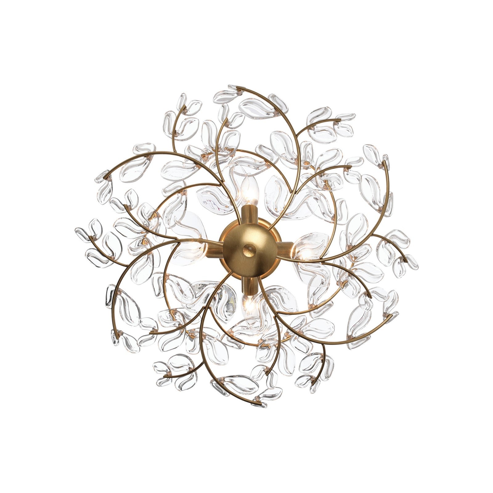 Crystorama Bridget 21.25in 4-Light Semi Flush Mount | Coastal Soft Gold and Clear Floral Glass | Bathroom & Bedroom Ceiling Light | Model BGT-330-SG-CL
