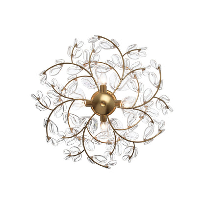 Crystorama Bridget 21.25in 4-Light Semi Flush Mount | Coastal Soft Gold and Clear Floral Glass | Bathroom & Bedroom Ceiling Light | Model BGT-330-SG-CL