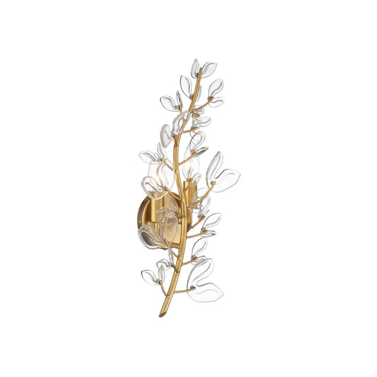 Crystorama Bridget 8.5in 2-Light Wall Sconce | Coastal Soft Gold Steel and Clear Glass | Bathroom & Bedroom Accent | 8.5 x 5 x 19 in | Model BGT-331-SG-CL