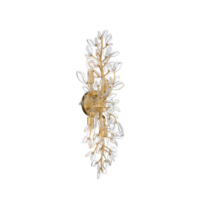 Crystorama Bridget 8.25in 4-Light Wall Sconce | Coastal Soft Gold Steel and Clear Glass | Bathroom & Bedroom Accent | 8.25 x 5 x 24 in | Model BGT-332-SG-CL