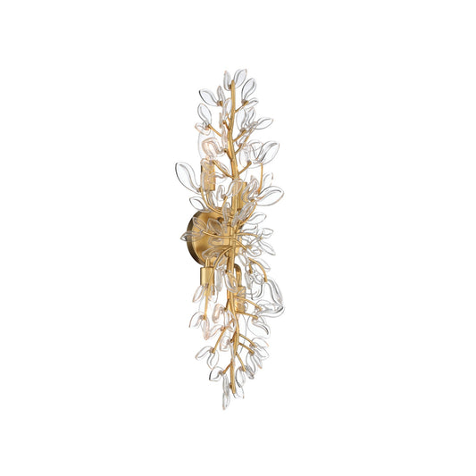 Crystorama Bridget 8.25in 4-Light Wall Sconce | Coastal Soft Gold Steel and Clear Glass | Bathroom & Bedroom Accent | 8.25 x 5 x 24 in | Model BGT-332-SG-CL