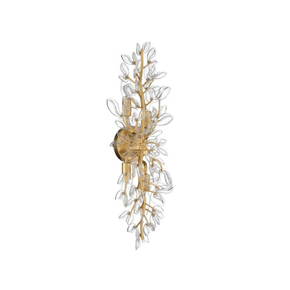 Crystorama Bridget 8.25in 4-Light Wall Sconce | Coastal Soft Gold Steel and Clear Glass | Bathroom & Bedroom Accent | 8.25 x 5 x 24 in | Model BGT-332-SG-CL