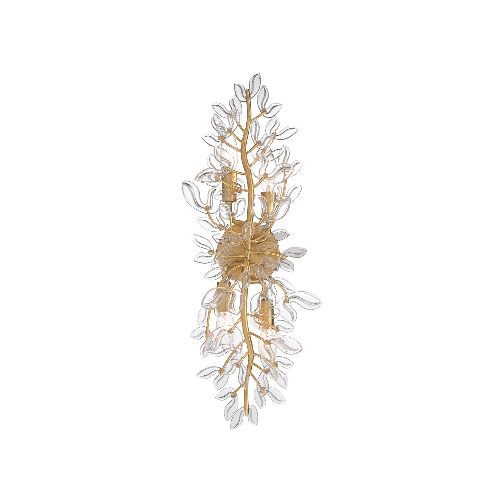 Crystorama Bridget 8.25in 4-Light Wall Sconce | Coastal Soft Gold Steel and Clear Glass | Bathroom & Bedroom Accent | 8.25 x 5 x 24 in | Model BGT-332-SG-CL