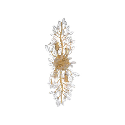 Crystorama Bridget 8.25in 4-Light Wall Sconce | Coastal Soft Gold Steel and Clear Glass | Bathroom & Bedroom Accent | 8.25 x 5 x 24 in | Model BGT-332-SG-CL