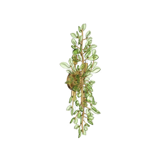 Crystorama Bridget 8.25in 4-Light Wall Sconce | Coastal Soft Gold Steel and Green Glass | Bathroom & Bedroom Accent | 8.25 x 5 x 24 in | Model BGT-332-SG-GR