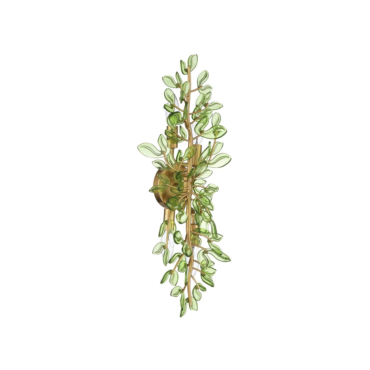 Crystorama Bridget 8.25in 4-Light Wall Sconce | Coastal Soft Gold Steel and Green Glass | Bathroom & Bedroom Accent | 8.25 x 5 x 24 in | Model BGT-332-SG-GR