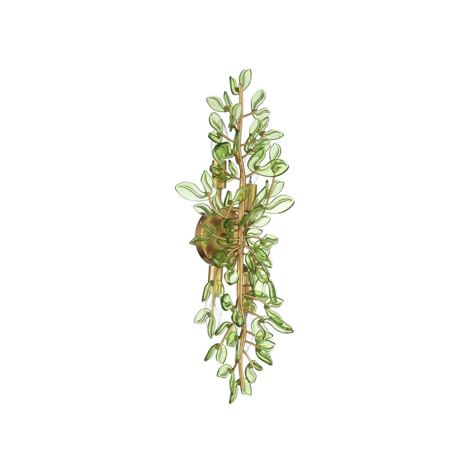 Crystorama Bridget 8.25in 4-Light Wall Sconce | Coastal Soft Gold Steel and Green Glass | Bathroom & Bedroom Accent | 8.25 x 5 x 24 in | Model BGT-332-SG-GR