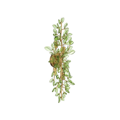 Crystorama Bridget 8.25in 4-Light Wall Sconce | Coastal Soft Gold Steel and Green Glass | Bathroom & Bedroom Accent | 8.25 x 5 x 24 in | Model BGT-332-SG-GR